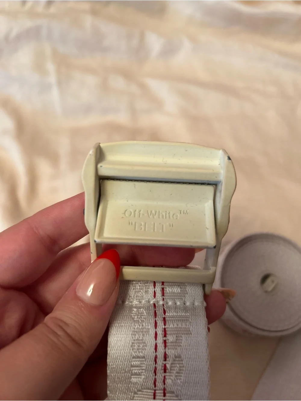 Off-White white  Canvas Industrial-Style Belt with Metal Buckle
